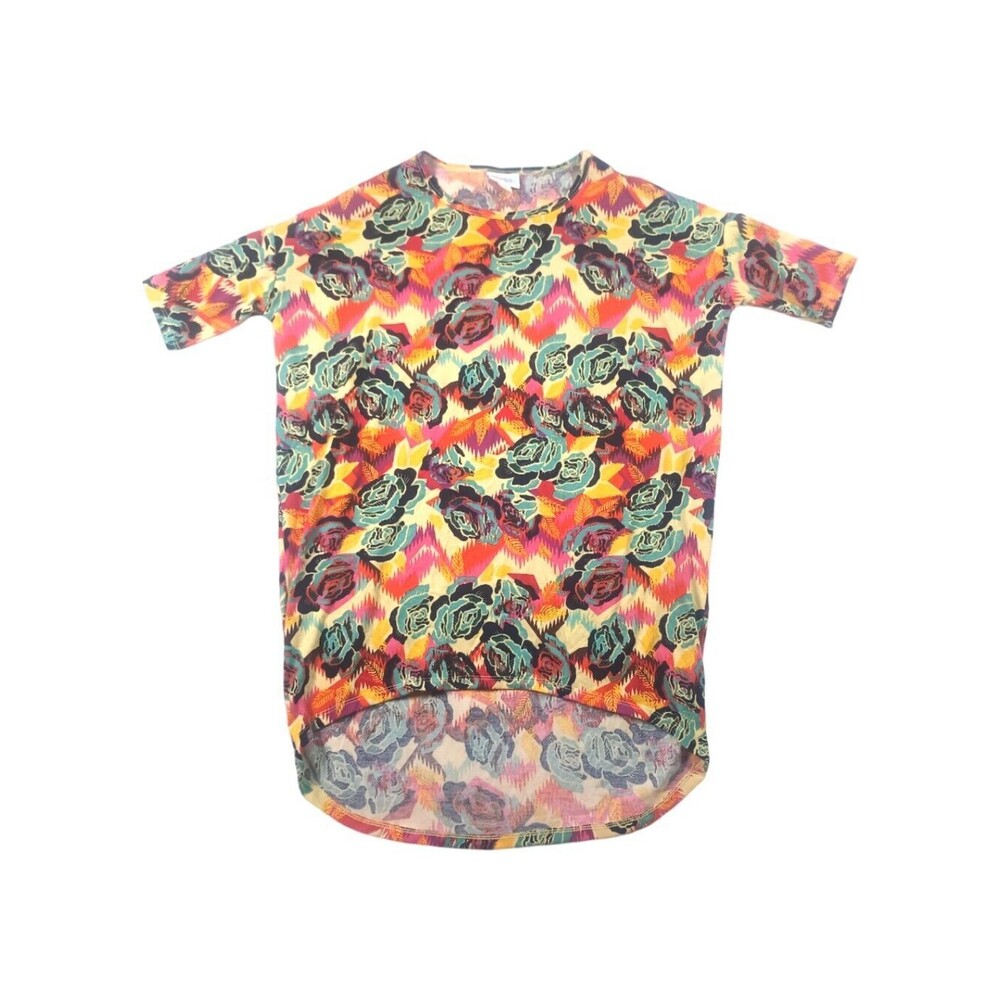 LuLaRoe Sz XXS Colorful Rose Print Stretch Top Tunic